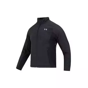 Under Armour Cg Reactor Vlap Golf Hybrid Solid Logo Print Sports Casual Stand Wool Cotton Jacket Men Jacket Black 1364642-002