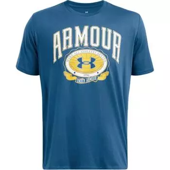 Under Armour Collegiate Logo Print Breathable Crew Neck Short Sleeve T-Shirt Men Tops College-Blue 1379537-427 M