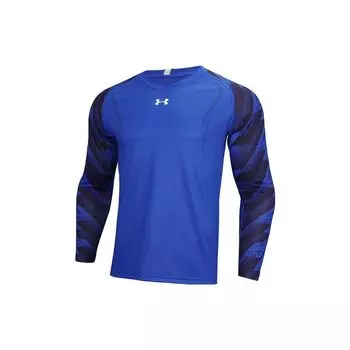 Under Armour Color Block Brand Logo Print Long Sleeve T-Shirt Men Tops Blue 21500538-400 XXL