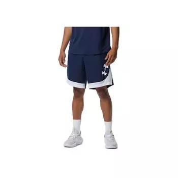 Under Armour Color Block Casual Mid Rise Sports Shorts Men shorts Navy-Blue White 1378332-410 XL