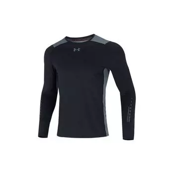 Under Armour Color Block Logo Sports Casual Crew Neck Long Sleeve T-Shirt Men Tops Black 1370659-001 M