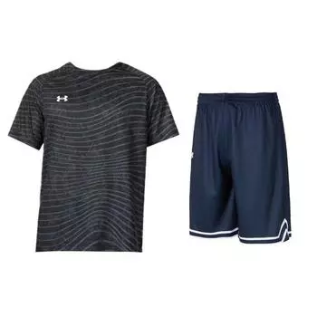 Under Armour Color Block Short Sleeve Crew Neck T-Shirt And Shorts Casual Sports Set Men sets 24500510-001+24500206-409 4XL