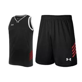 Under Armour Color Block V-образный вырез пуловер майка и шорты баскетбольный комплект мужские комплекты черный 21500104-001+21500204-001 S
