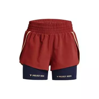 Under Armour Color Blocked Fake Two-Piece Sports Shorts Women shorts Red 1380188 XS