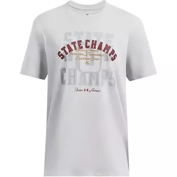 Under Armour Comfortable Loose Fit Round Neck Short Sleeve T-Shirt Women tops Modern-Gray 1386853-012 S