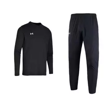Under Armour Comfortable Quick-Dry Soft Long Sleeve Logo Pants Casual Sports Suit Men suit Black 22500706-001+24600602-001 M