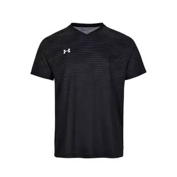 Under Armour Comfortable Striped V-Neck Short Sleeve T-Shirt Unisex Tops Black 25500519-001 S