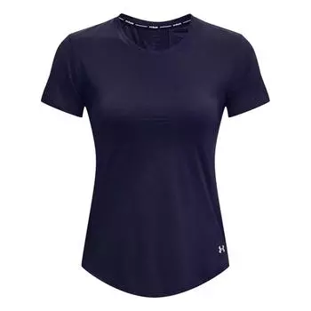 Under Armour Coolswitch Run Однотонная Удобная Дышащая Спортивная Футболка с Коротким Рукавом Стандартного Кроя Женские Топы Темно-Синий 1373399-410 S