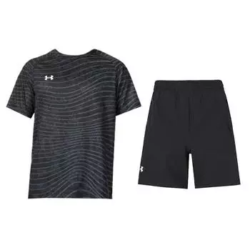 Under Armour Crew Neck Pullover Short Sleeve Top And Elastic Shorts Casual Sports Set Men sets 24500510-001+22500214-001 M