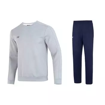 Under Armour Crew Neck Sweatshirt Pullover Knit Long Pants Casual Sports Suit Men suit 22600303-011+21500737-408 L