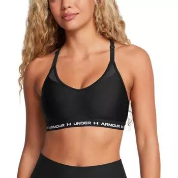 Under Armour Crossback Low-Intensity Letter Slim Fit U-образный дышащий спортивный бюстгальтер женское нижнее белье черный 1386424-001 XS