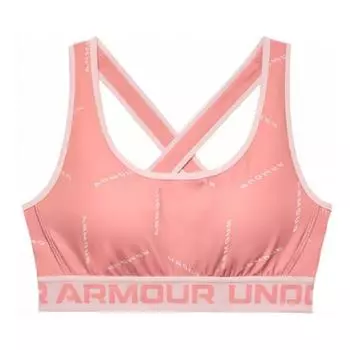 Under Armour Crossback Printed Medium Support Sports Bra Women Underwear Pink 1362247-655 S
