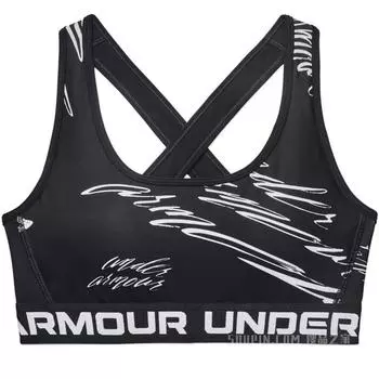 Under Armour Crossback Solid Print Comfortable Lightweight Training Medium Intensity Sports Bra Women underwear Black 1362247-001 XS