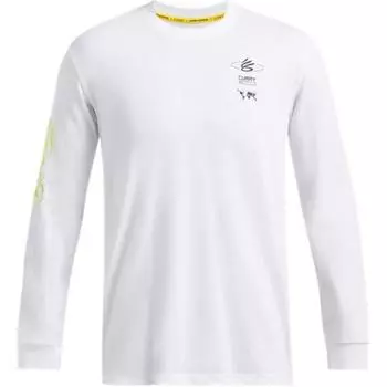 Under Armour Curry Letter Pattern Sports Crew Neck Pullover Long Sleeve T-Shirt Men Tops White 1387109-100 M