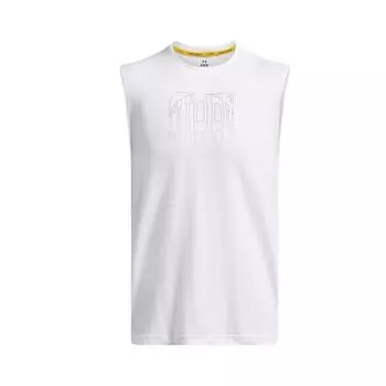 Under Armour Curry Series Basketball Sports Simple Round Neck Vest Men tops White 1387099-100 3XL