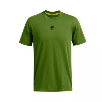 Under Armour Curry Series Logo Solid Color Crew Neck Short Sleeve T-Shirt Men Tops Olive-Green 1387107-306 XXXL
