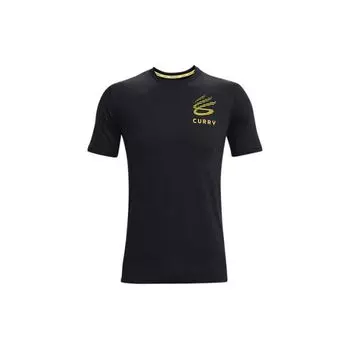 Under Armour Curry Series Regular Shoulder Casual Sports Однотонный круглый вырез пуловер дышащая футболка с коротким рукавом мужские топы черный 1366604-001 L