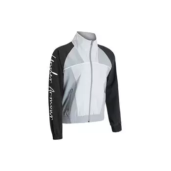 Under Armour Цветные блоки бег тренировочный спортивный повседневный тканый воротник стойка ретро куртка женская куртка серый 1366945-014 S