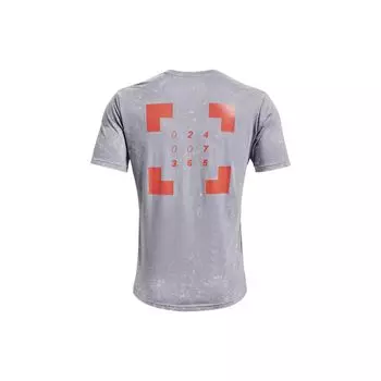 Under Armour Дышащая футболка для бега и тренировок с геометрическим принтом букв, мужские топы, сталь 1361643-035 XXL