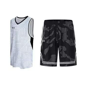 Under Armour Дышащая майка с логотипом и шорты с эластичным поясом, баскетбольный комплект для мужчин, активная одежда 23500102-100+24500210-001 M