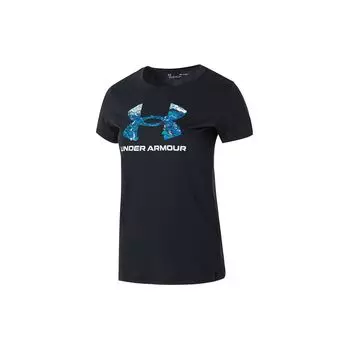 Under Armour Дышащая повседневная футболка с коротким рукавом и принтом логотипа для женщин, черный цвет 1372615-001 XS