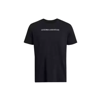 Under Armour Дышащий свитер с круглым вырезом и коротким рукавом с принтом букв, мужские топы, черный цвет 1382903-001 XL