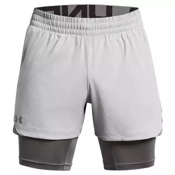 Under Armour Elevated Woven Peak Quick-Dry Breathable Training Two-In-One Sports Shorts Men shorts Gray 1383345-011 S
