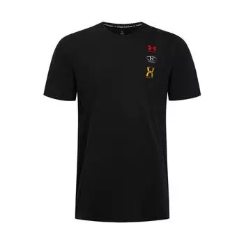 Under Armour Evol Свободная посадка Дышащая футболка Мужские топы Черный Белый Campus-Gold 1390165-001 XL