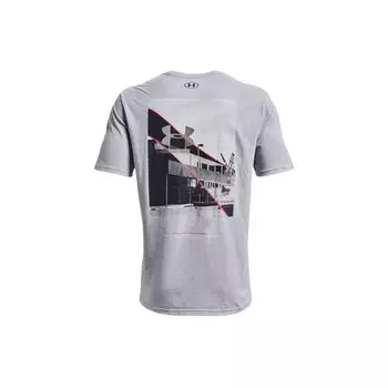 Under Armour Fashion Photoreal Woven Back Architectural Logo Training T-Shirt Men T Shirts Gray 1366463-011 XXXL