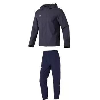 Under Armour Fashionable Hooded Zipper Jacket Woven Quick-Dry Long Pants Casual Sports Suit Men suit 23600401-013+24500701-409 XL