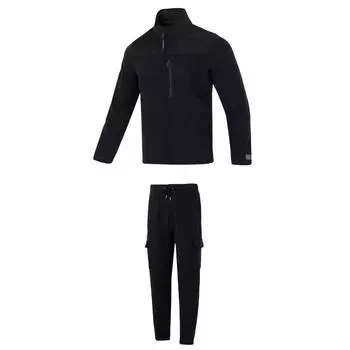 Under Armour Fleece Comfort Warm Jacket And Fleece Cuffed Pants Sports Set Men Activewear Black 1379916-001+1380376-001 XL