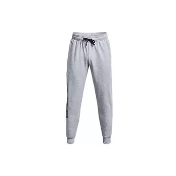 Under Armour Флисовые тренировочные брюки со средней посадкой и завязками на манжетах, спортивные брюки в стиле ретро, длинные трикотажные мужские брюки, серые 1370351-011 XL