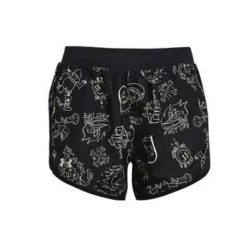 Under Armour Fly-By Your Face Off All Over Print Running Shorts Women shorts Black 1361907-001 S