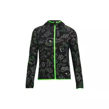 Under Armour Full Print светоотражающая складная спортивная куртка с капюшоном для бега женская куртка черная 1368161-001 S