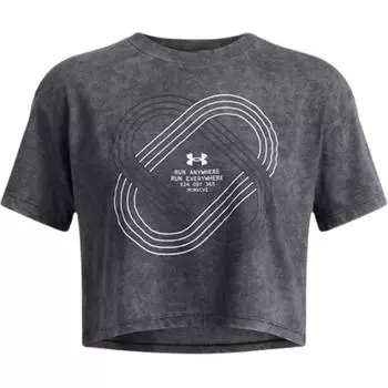 Under Armour Футболка Anywhere Run с круглым вырезом и коротким рукавом, женские топы, черная 1386343-001 XS