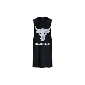 Under Armour Project UA Project Rock Letter Logo Print Training Футболка без рукавов для мужчин, топы, черные 1373787-004 XL