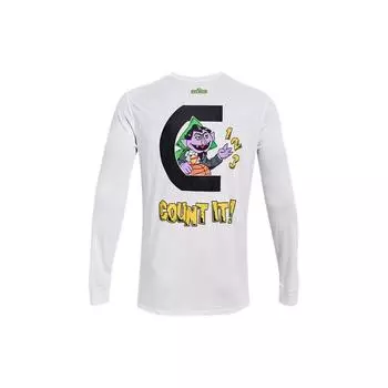 Under Armour Футболка Curry X Sesame Street Collaboration с круглым вырезом и длинным рукавом в американском стиле с мультяшным рисунком и буквенным принтом, белые мужские топы 1371250-100 XXL