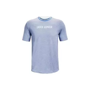 Under Armour Футболка для бега и тренировок с круглым вырезом и коротким рукавом, однотонная, мужская, цвет сине-белый 1361756-420 XL