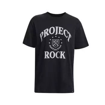 Under Armour Футболка для тренировок Project Campus Project Rock с буквенным принтом, женские топы, черный цвет 1382175-001 S