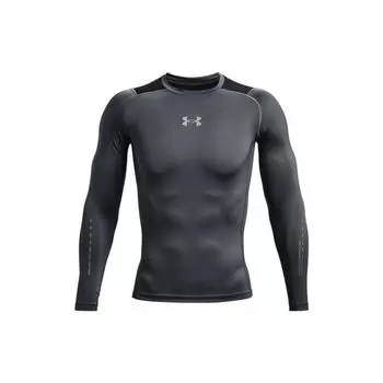 Under Armour Футболка Heat Gear Series с логотипом и круглым вырезом, с длинным рукавом, компрессионная, мужская, серая 1370661-012 M