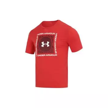 Under Armour Футболка мужская с коротким рукавом и круглым вырезом, с принтом логотипа, дышащая, красная 1366790-608 XL