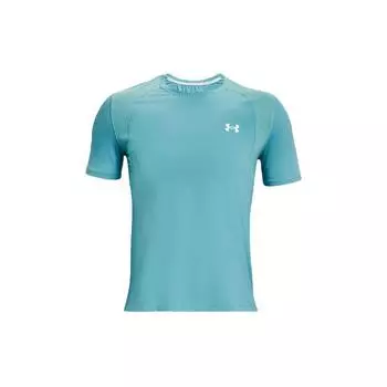 Under Armour Футболка мужская с коротким рукавом и круглым вырезом Iso-Chill Logo Spliced Fitness Training, свободная, дышащая, синяя 1361928-476 XXXL