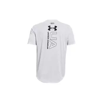 Under Armour Футболка мужская с коротким рукавом и круглым вырезом, с принтом логотипа, дышащая, прямого покроя, белая 1365217-100 XXL