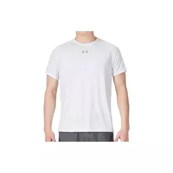 Under Armour Футболка мужская с коротким рукавом и круглым вырезом, с логотипом, цвет белый, для фитнеса и тренировок, дышащая, облегающая, белая 23500511-100 XL