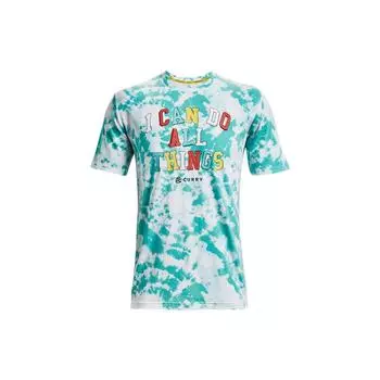 Under Armour Футболка мужская с коротким рукавом и заниженной линией плеч с принтом цветного буквенного узора Curry ICDAT, повседневная, многоцветная 1372846-100 L
