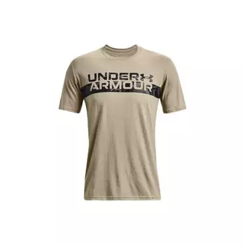 Under Armour Футболка мужская спортивная приталенная быстросохнущая с коротким рукавом и круглым вырезом с логотипом цвета хаки 1370519-037 S