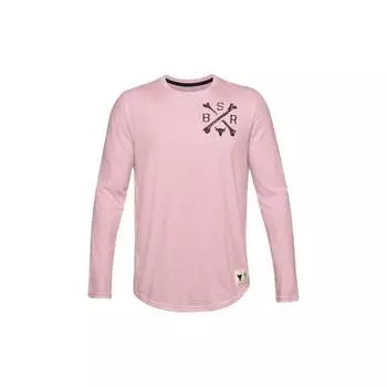 Under Armour Футболка мужская спортивная с круглым вырезом и длинным рукавом с принтом в стиле ретро, цвет розово-водно-розовый 1357194-643 XL