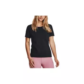 Under Armour Футболка однотонная тренировочная с круглым вырезом и коротким рукавом, женская, черная 1379155-001 S