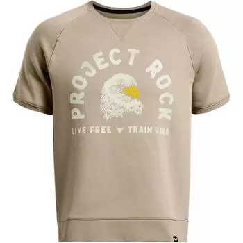 Under Armour Футболка Project Rock Letter Print Slim Fit Crew Neck для мужчин, топы из кожи буйвола цвета хаки 1383223-203 M