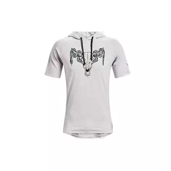 Under Armour Футболка Project Rock Printed Casual с капюшоном и коротким рукавом, реглан, мужская, белая 1361719-014 XXL